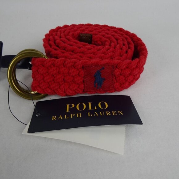 Polo Ralph Lauren Belt Men's Size L Red Webbed Adjustable O Ring Preppy - Picture 3 of 9